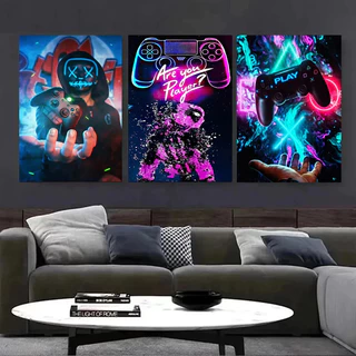 Quadro Decorativo Quarto Gamer Playstation Xbox Jogo Video Gamer Grande Neon