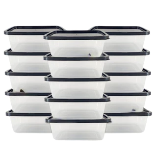 Jogo 6 Potes 500ml Transparente Marmita Fitness Organizador Microondas Freezer BPA Free