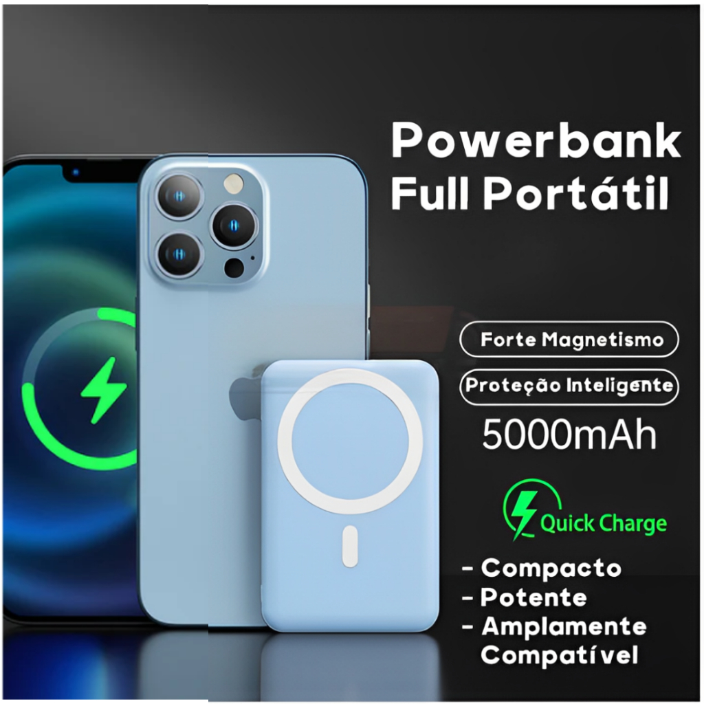 Carregador Portátil Indução IOS e Android Original Golden Ultra Sem fio  5000mAh Power Bank