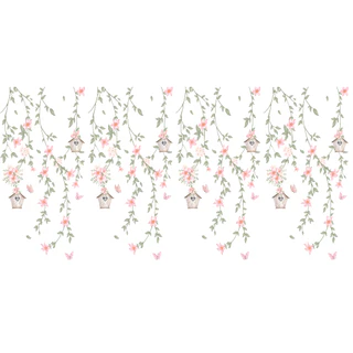 Papel de Parede Painel Autoadesivo infantil meninas Lavável Fosco 1,50 x 0,50m JARDIM ENCANTADO
