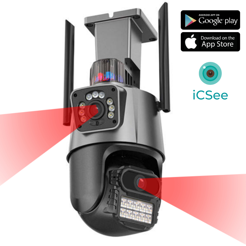 Câmera Segurança Wi-fi Ip Lente Dupla 2x 3mp Externa Gira 360° iCsee