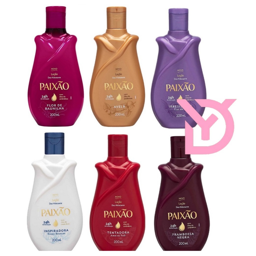 Kit 02un Loção Hidratante Corporal Paixão 200ml (escolha a fragrância ...