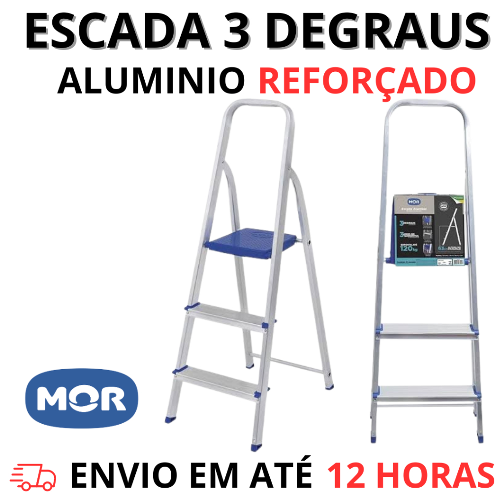 Escada Alumínio 3 Degraus Mor