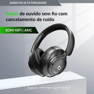 Basike fone de ouvido Bluetooth sem fio transparente com redução de ruído montado na cabeça ANC