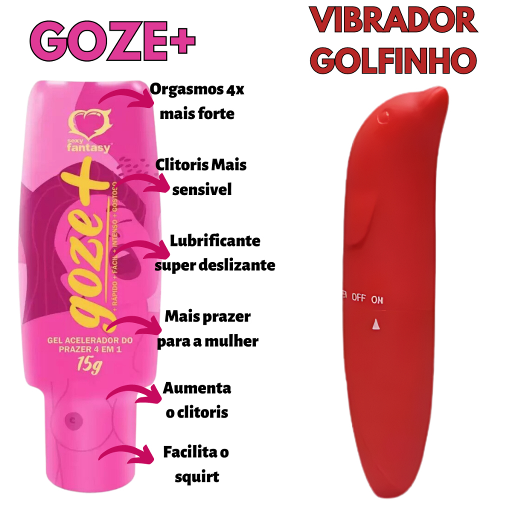 KIT de Prazer Feminino Goze Mais 4 em 1 15g+ VIBRADOR GOLFINHO PONTO G| Sex Shop Produtos Adultos