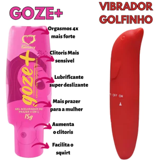 KIT de Prazer Feminino Goze Mais 4 em 1 15g+ VIBRADOR GOLFINHO PONTO G| Sex Shop Produtos Adultos