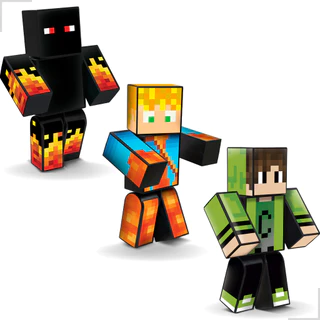 Kit c/2Bonecos Minecraft Authentic Athos Lopers Própolis Brucutu Problems Cadres Zoom Stick Mel 25CM