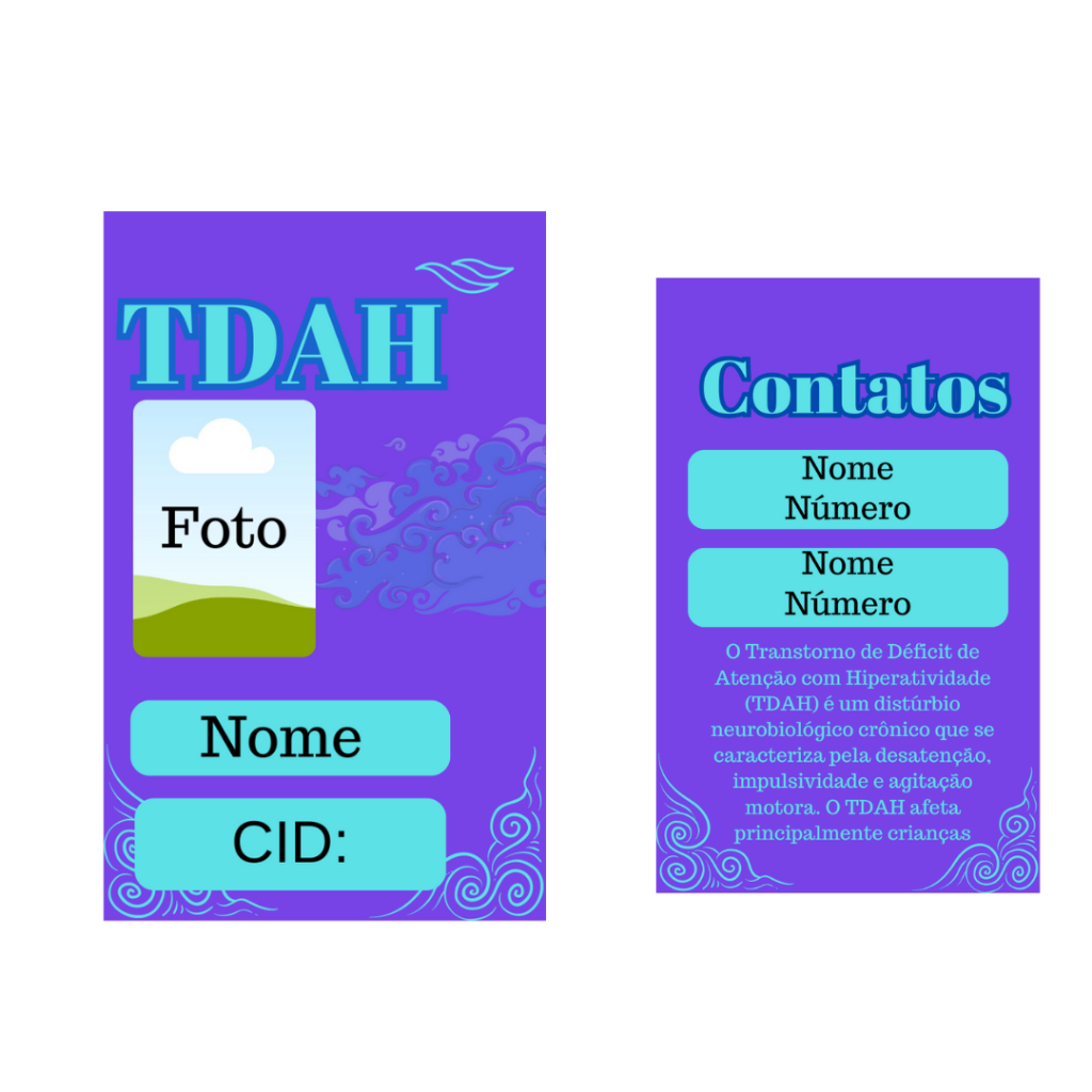 Cartão Crachá Polímero Identificação Personalizado TDAH Roxo | Shopee ...