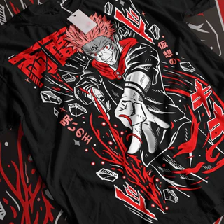 Camiseta Basica Algodao Ryomen Sukuna Carton Senpai Jujutsu Kaisen Anime Unissex