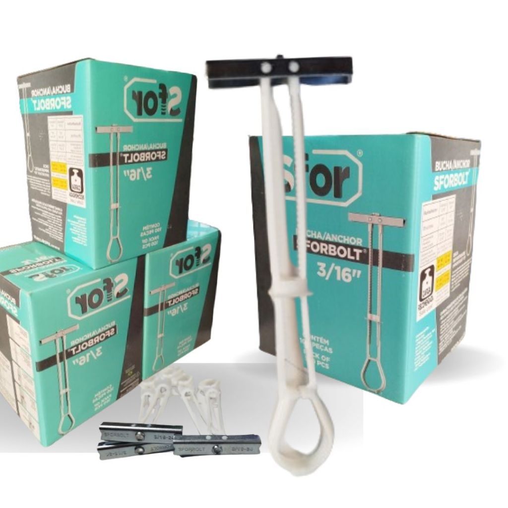 Bucha Gesso Drywall Sforbolt C/ Parafuso 3/16 - 04pcs C/ Nfe