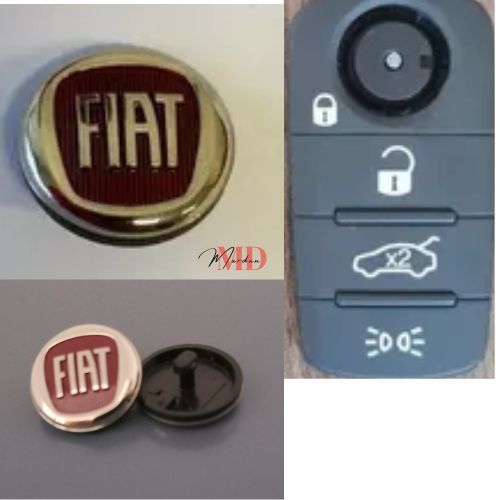 Emblema Alumínio Chave Fiat Original 1,4cm Vermelho