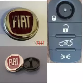 Emblema Alumínio Chave Fiat Original 1,4cm Vermelho