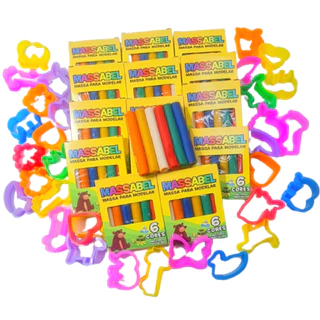 10 Cx Massinha de Modelar + 20 Cortador p/ Kit Festa Lembrancinha Infantil