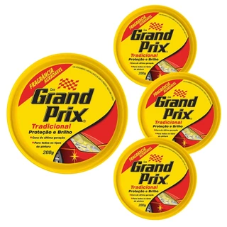 Kit 04 Cera em Pasta Tradicional Lata 200g GRAND PRIX Cera Automotiva Carro Brilho e Proteção UV