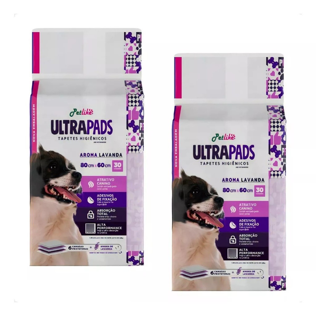 KIT TAPETE HIGIÊNICO PET AROMA LAVANDA 80X60 - 60 UNIDADES PET LIKE