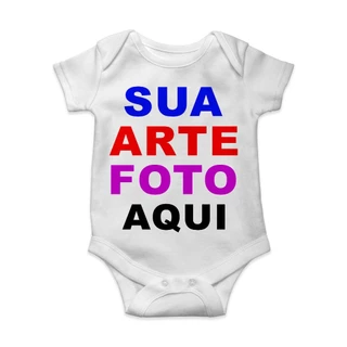 Body de Bebê Infantil Personalizado com Sua Arte Foto Frase Tema
