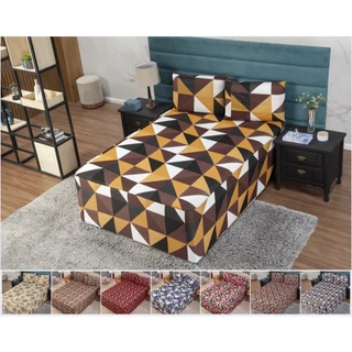 Jogo de Cama Casal Luva Lençol + Fronhas Veste Colchão + Box Malha Gel com Elastano Estampada