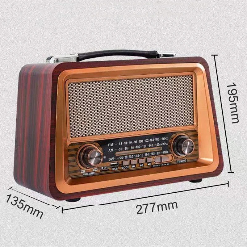 Rádio Portátil Vintage Retro Recarregável GoldenUltra GT-2066 - AM