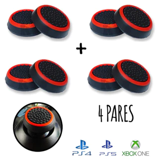 KIT 4 Grips borracha Protetora de Silicone para Analógicos de Controles de PS4, PS5, Xbox One e 360