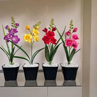 Kit 4 Vaso Vasinho Mini Orquideas Artificial Decorativo mesa decoração aniversario