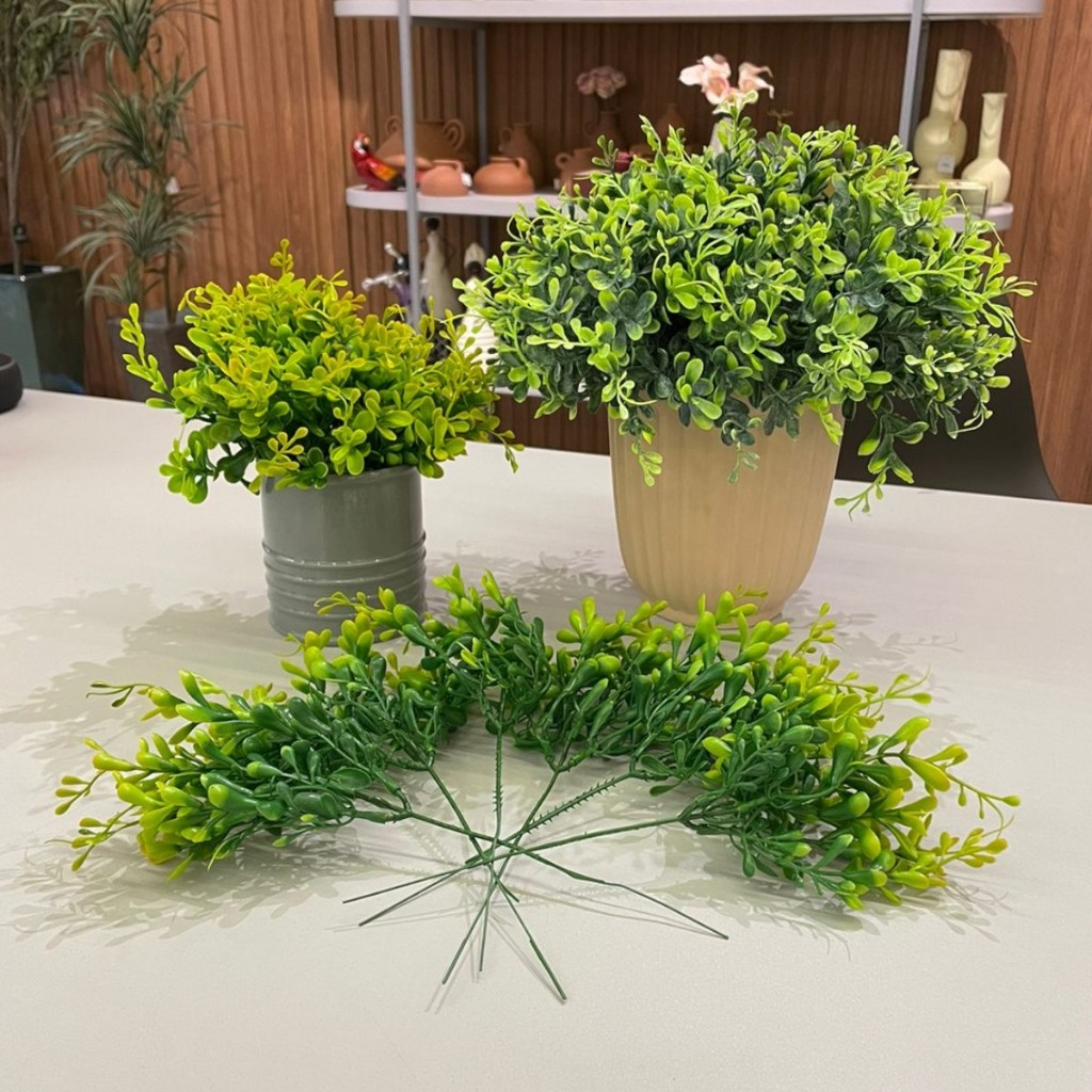 Kit Matinhos Verdes Planta Folha Artificial Folhagem Decoração ...