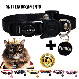 Coleira Para Gato Anti Enforcamento Com plaquinha de identificação Pingente Coleira Pescoço Preto