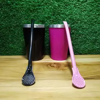 Combo 2x Kit Terere: 2x Copo Cuia Térmico Acrílico 250ml + 2x Bomba Bojo Tradicional para Terere