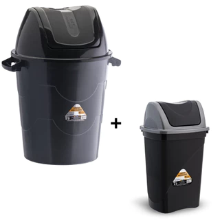 Kit 2 Lixeiras 42 Litros E 15 Litros De Plástico Com Tampa Reforçado Para Casa Cozinha Escritório Lixo