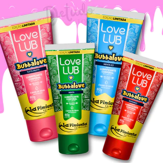 Lubrificante Íntimo Comestível a Base D`água Sabores Oral Bubbalove Menta Ice Tutti Frutti Morango Bubballoo Babballoo