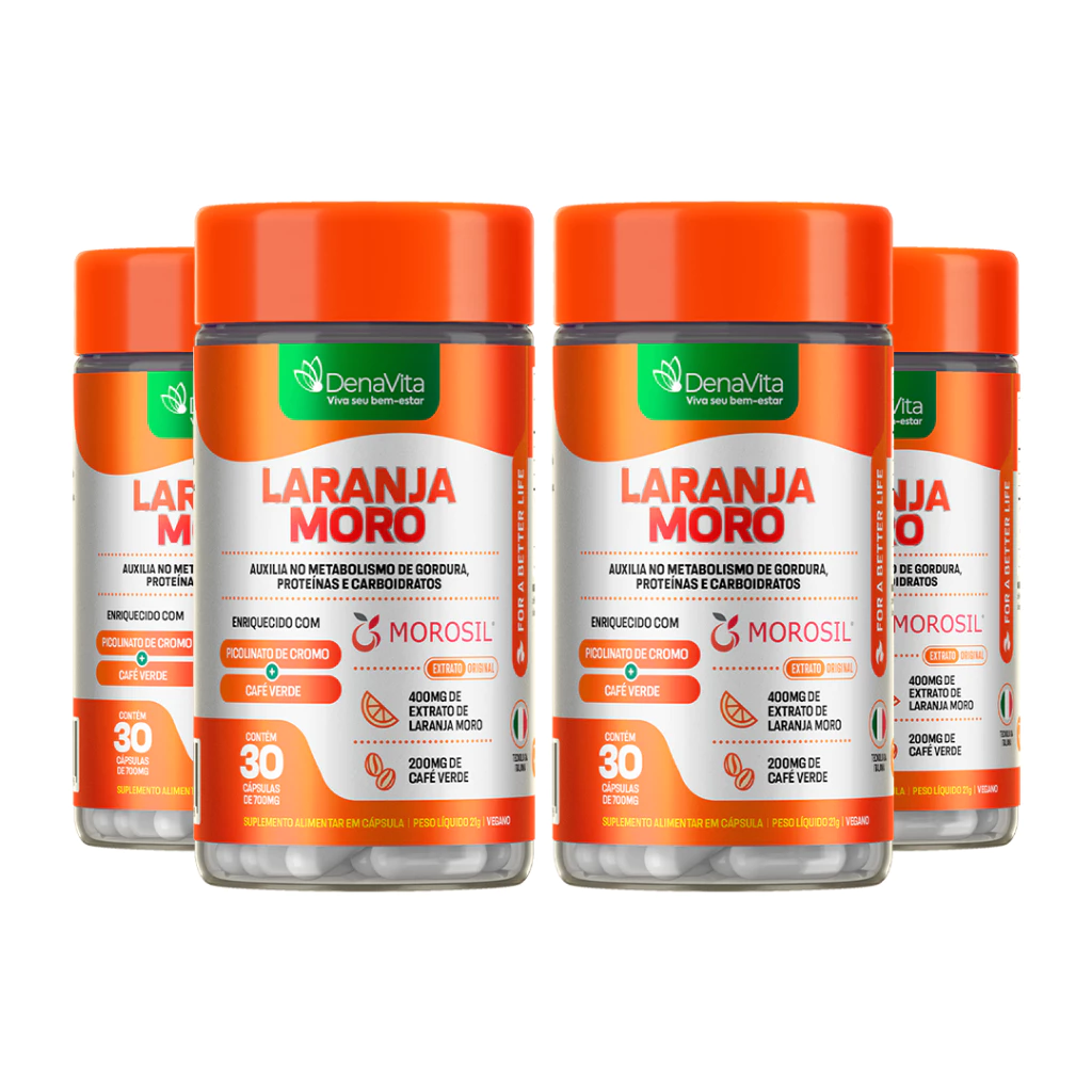Kit 4x Extrato de Laranja Moro + Cromo + Café Verde - Vegano - Denavita