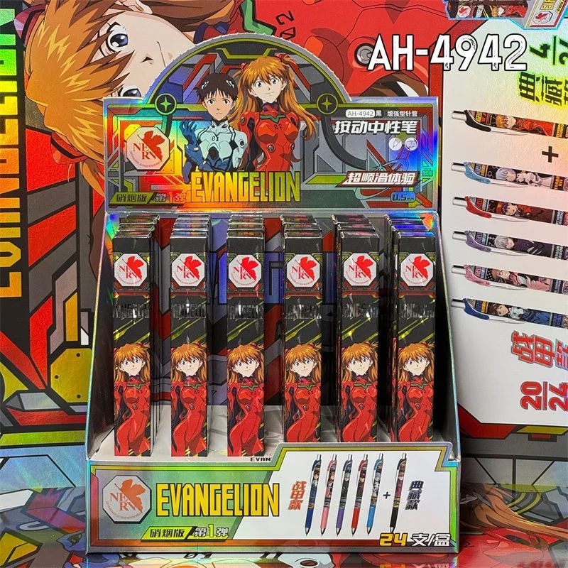 Caneta Click Luxo Neon Genesis Evangelion Gel Tinta Preta 0.5mm