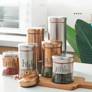 Porta Tempero Condimentos Kit Pote De Vidro Com Inox 3/7/9 Peças