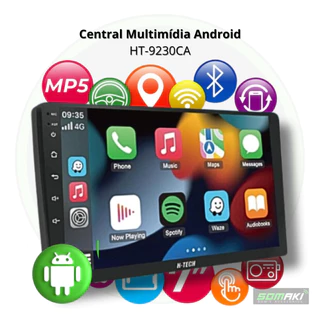 Multimídia Android H-Tech HT-9230CA Tela 9 QLED Full touch 2 Din