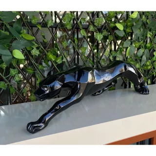 Pantera ataque grande 65 cm Preto Brilho Decoração de Luxo Sala Escritório FEITA NO BRASIL BR