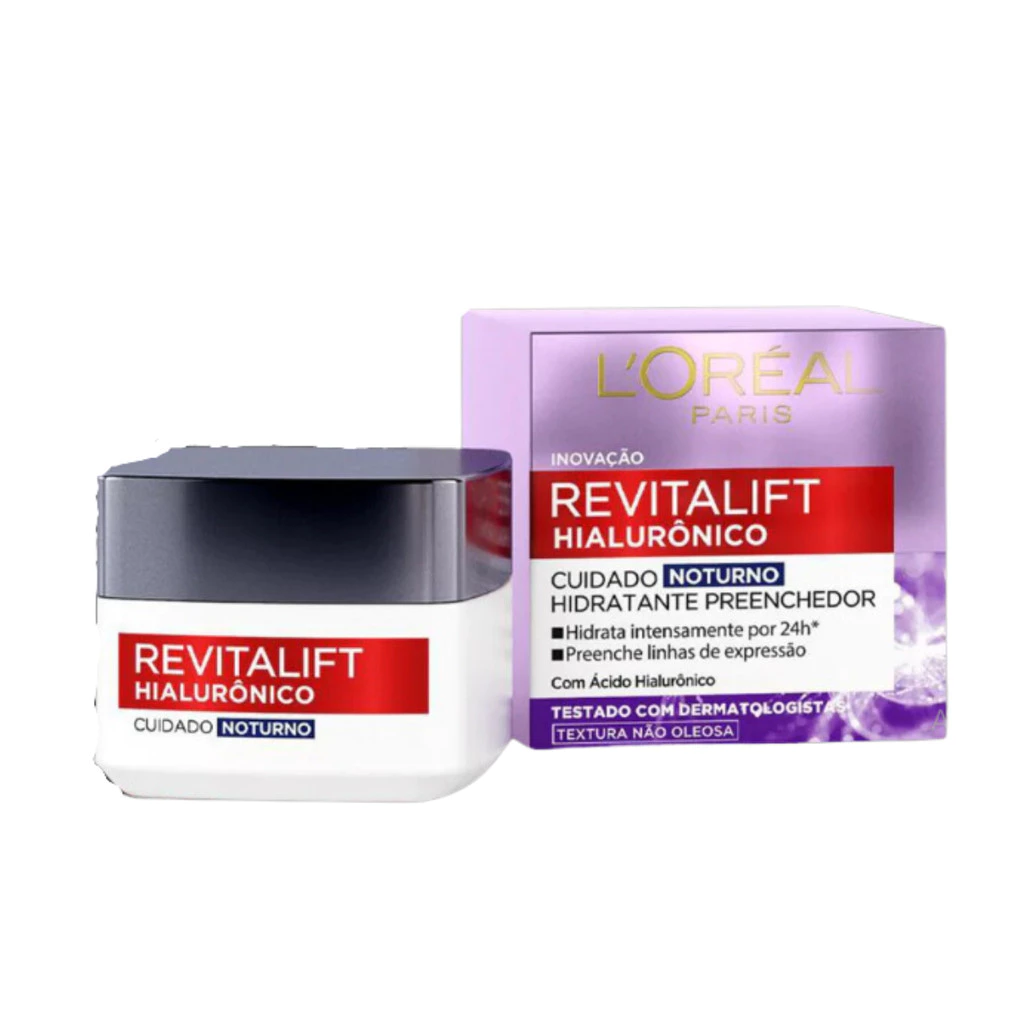L'Oréal Paris Revitalift Hialurônico Cuidado Noturno - Creme Facial Redutor de Linhas 49g