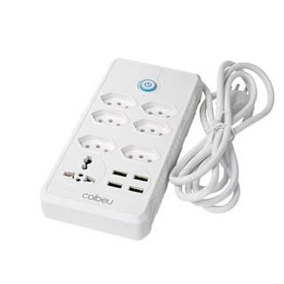 Extensão Elétrica 2m 10A Com 6 tomadas de energia 1 tomadas universal 4 USB Bivolt Power 110v/220v