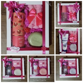 kit Presente Feminino com produtos Avon e Sabonete Natura.