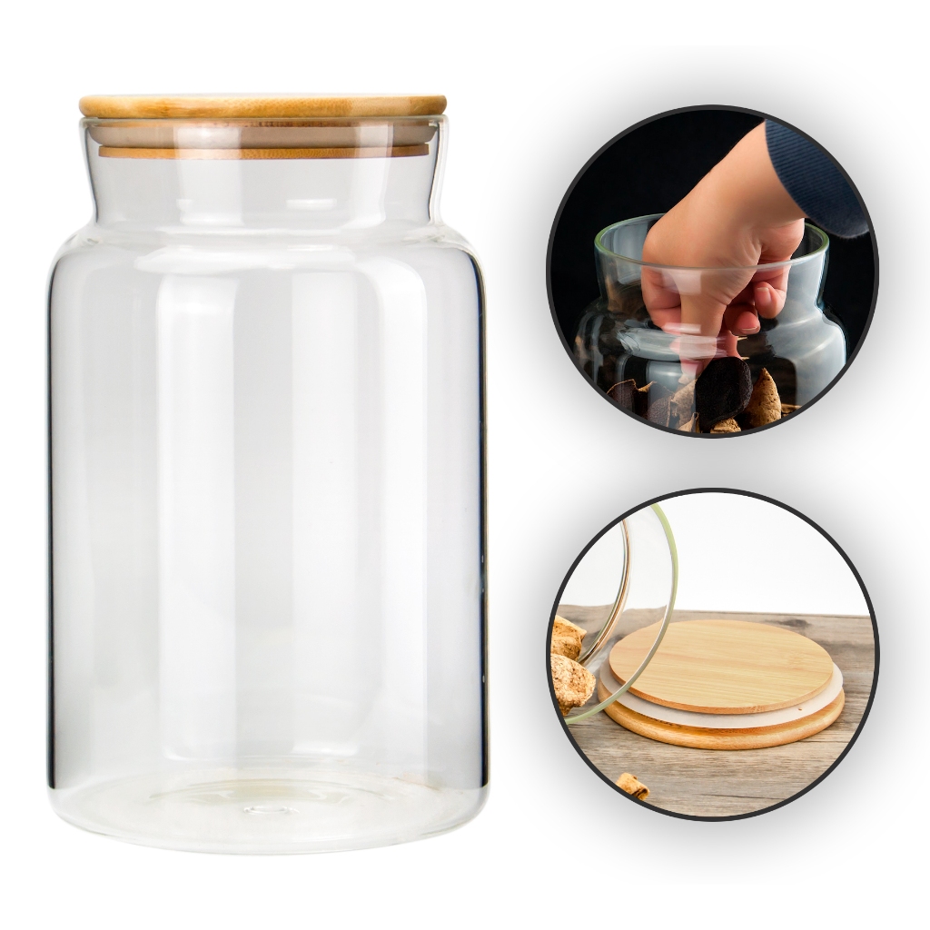 pote vidro tampa bambu Grande 3 litros Para Bolacha Biscoito porta ...