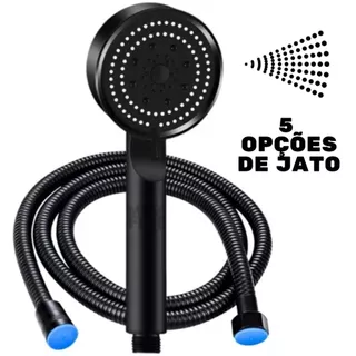 Chuveiro De Reforço Ducha Para Lavatório Preta Ajustável De Alta Pressão Com 5 Modos