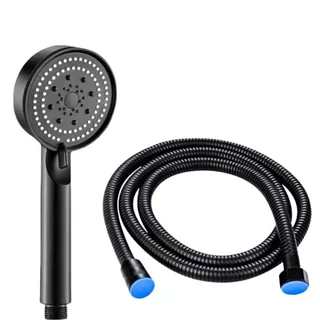 Ducha Chuveiro Preto Para Lavatório De Salão Barbearia De Alta Pressão Com 5 Modos De Jato + Mangueira 1,2m Inox