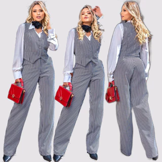 Conjunto Feminino Colete E Calça Pantalona Estilo Social para Mulher que gosta mais estilo Formal