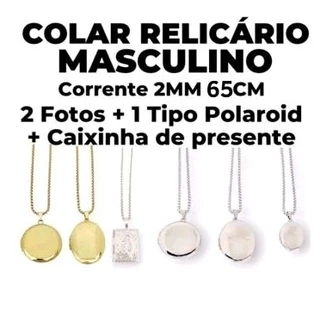 Colar Relicário masculino para Fotos Personalizado colar 60 cm Aço Inoxidável 316 Hipoalergênico