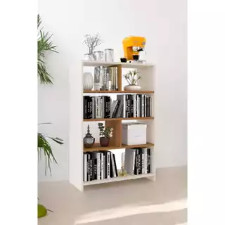 Estante Organizador Livreiro Com Divisórias Estilo Clássico De Madeira MDP Aparador Prateleira para Cantinho do Café Livros Sapatos Bolsas Quarto Sala Cozinha Decoração Divisor de Ambientes