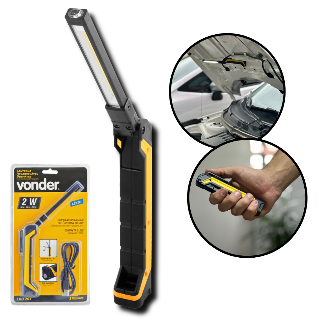 Lanterna Recarregavel Para Mecânico/carro Portátil C/ Imã | Shopee Brasil
