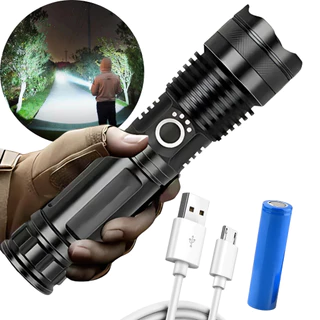 Lanterna De Led T9 P70 Militar Tática Com Zoom Ultra Forte Recarregável Usb
