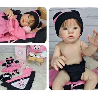 Bebê Reborn Abigail Panda Cabelo Fio A Fio Pode Dar Banho