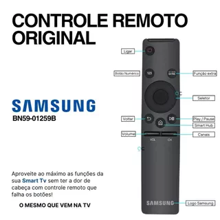 Controle Remoto para Tv Samsung 4k Original COD BN59-01259B