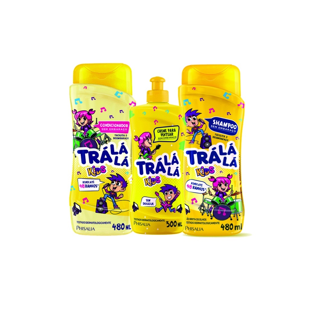 KIT TRALALÁ KIDS SEM EMBARAÇO (SHAMPOO,CONDICIONADOR E CREME PARA PENTEAR)