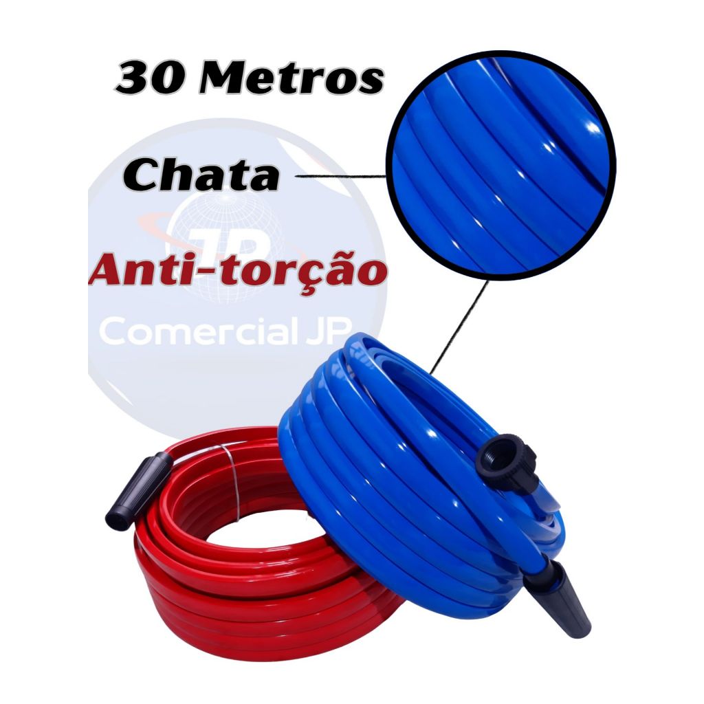 Mangueira 30 metros CHATA Jardim Antitorção Flexível com Esguicho e Conector