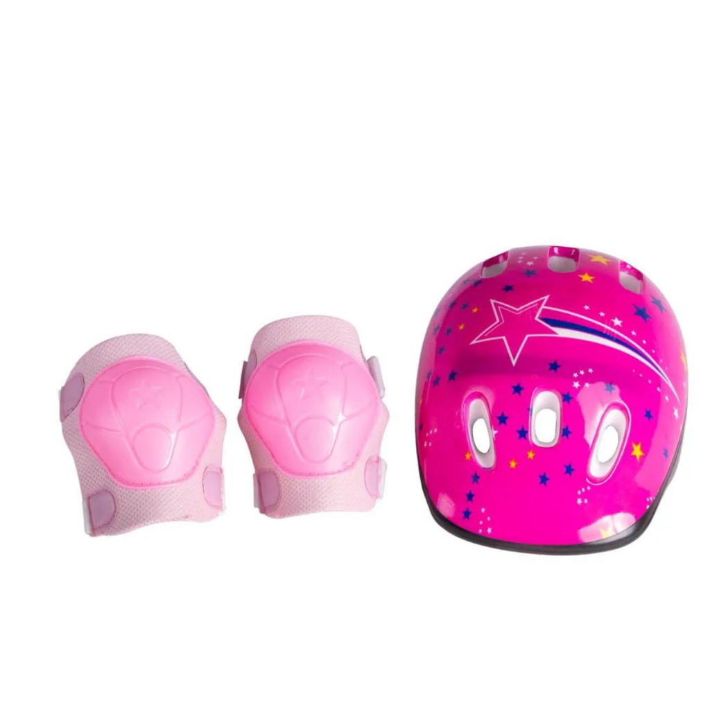 CAPACETE + JOELHEIRA INFANTIL KIDS MENINO/MENINA PROTEÇÃO BICICLETA PATINS